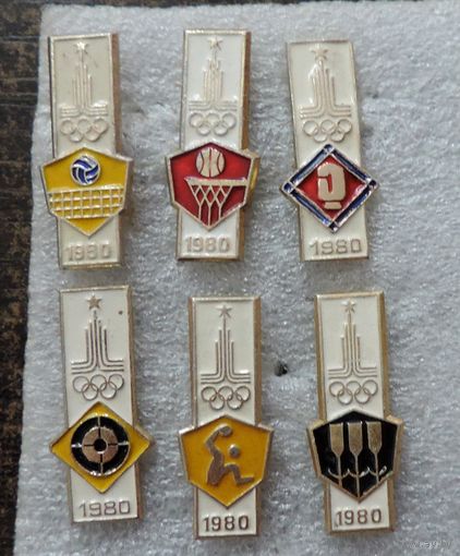 Значки "Олимпиада 1980 г." СССР - 6 шт. Алюминий.