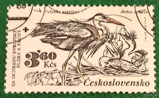 Чехословакия 1983. Птицы. Серая цапля