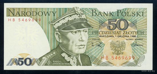 Польша. 50 злотых 1988 г. Серия HB. P142c. UNC