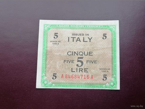 Италия  5 лир 1943