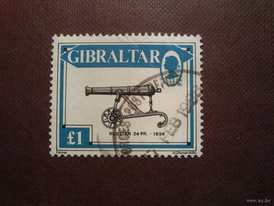Гибралтар 1987 г.24-фунтовая русская пушка 1854 г.Номинал 1 фунт./26а/