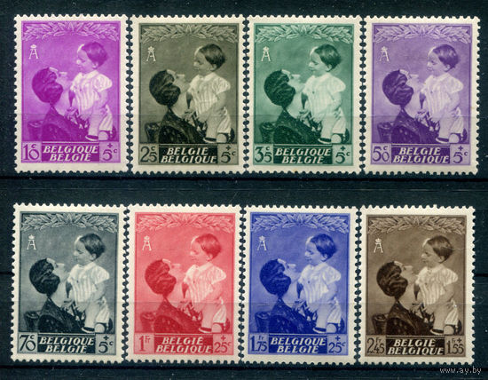 Бельгия - 1937г. - королева Астрид и принц Бодуэн - 8 марок - полная серия, MLH, MH [Mi 443-450]. #2-Be-28-KB-1