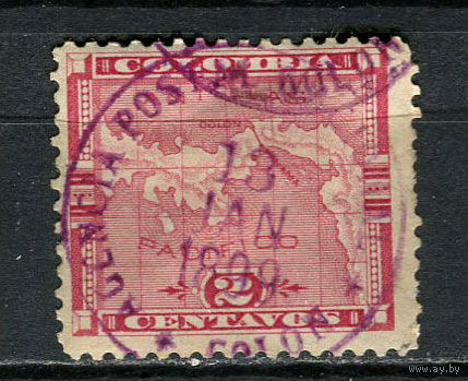 Панама в составе Колумбии - 1887/1882 - Карта 2С - [Mi.13] - 1 марка. Гашеная.  (Лот 18Ju)-T25P8