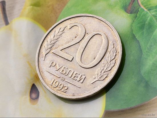 Россия (РФ). 20 рублей 1992 ММД (немагнетик). Брак, мини-выкус, выкрошка. Торг.
