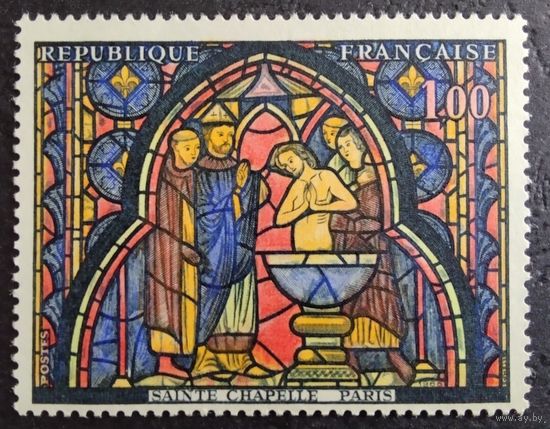Франция. 1966г. Mi1559**. Витраж окон Сен- Шапель в Париже.