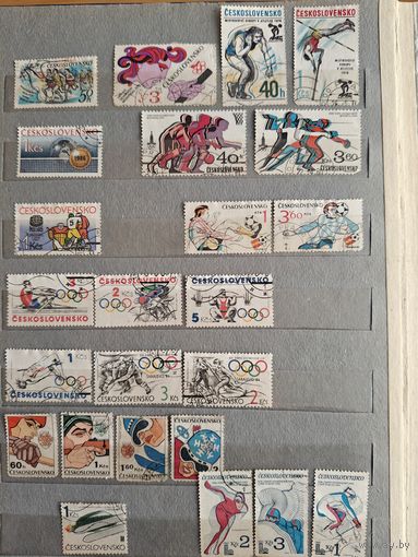 РАСПРОДАЖА КОЛЛЕКЦИИ. Чехословакия. подборка марок по теме "спорт"