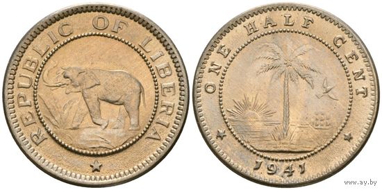 Либерия 1/2 цента 1941 UNC