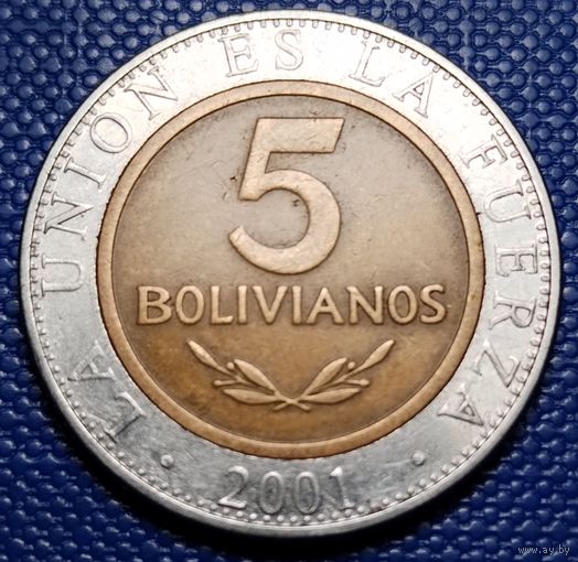 Боливия 5 боливиано 2001 г.