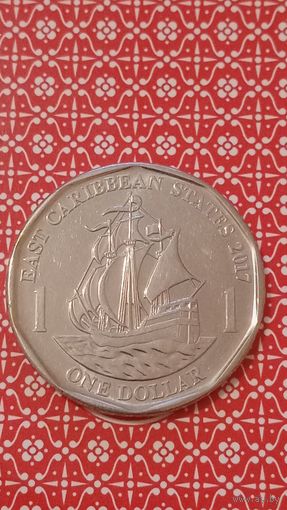 Восточные Карибы 1 доллар 2017 парусник