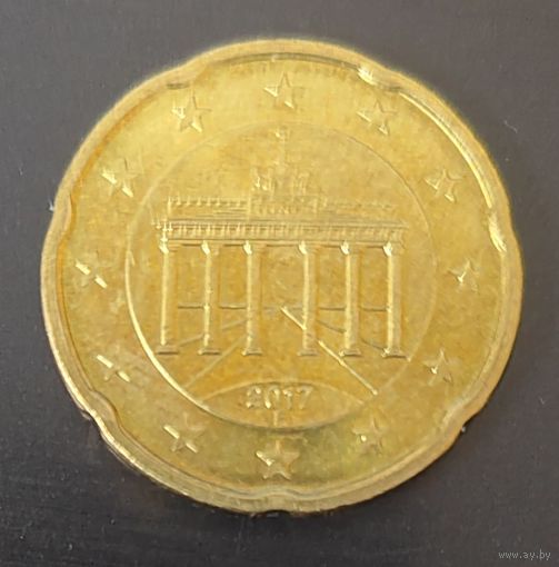 Германия 20 евроцентов, 2017_ KM# 255_ Одна на АУ_РЕДКАЯ_"F"–Штутгарт