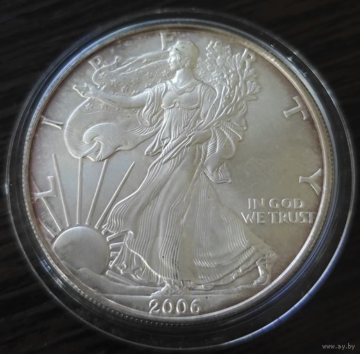 США 1 доллар, 2006 года. Американский серебряный орёл. UNC