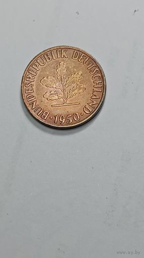 ФРГ 5 пфеннигов 1950 года .  F