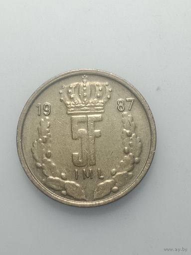 Люксембург 5 франков 1987 года .