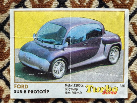 Вкладыш Turbo (Турбо) Super (серия 331-400, Супер), номер 385, Ford Sub-B, prototip. Возможен небольшой торг.