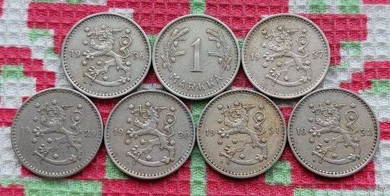 Финляндия 1 марка 1929, 1930, 1931, 1932, 1936, 1937 гг..
