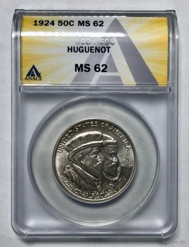 50 центов 1924 гугеноты ms 62 Anacs нечастая! Люкс!