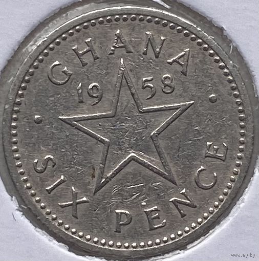 Гана 6 пенсов 1958 г. В холдере