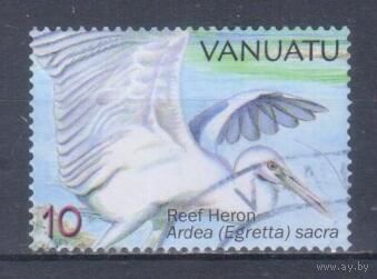 [31] Вануату 2007. Фауна.Птицы.Рифовая цапля. Гашеная марка.