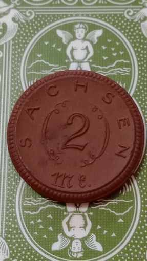 Германия нотгельд Саксония 2 марки 1921 керамика