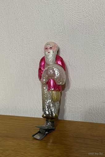 Ёлочная игрушка СССР !!! СТАРИК С НЕВОДОМ ! С РУБЛЯ !!!