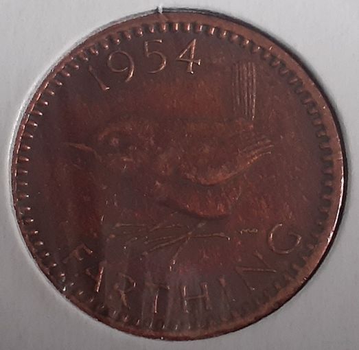 Великобритания 1 фартинг, 1954 (монета в холдере)