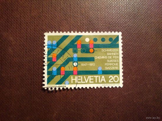 Швейцария 1972 г.125 лет швейцарским железным дорогам 1847–1972.Таблица корректировки железнодорожных путей./22а/