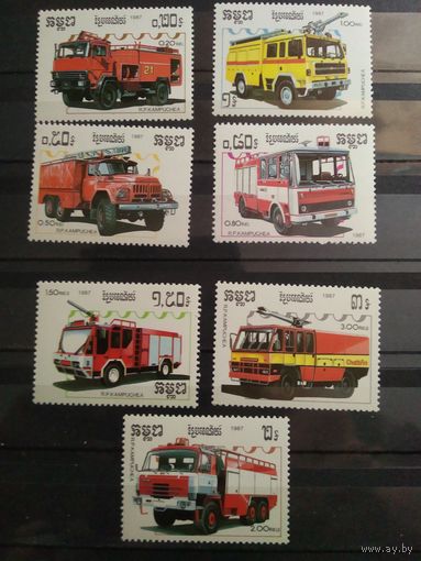 Камбоджа 1987 г. Пожарные автомобили.