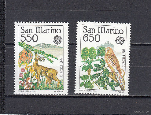 Фауна. Птицы. Сан-Марино. 1986. 2 марки. Michel N 1339-1340 (25,0 е)