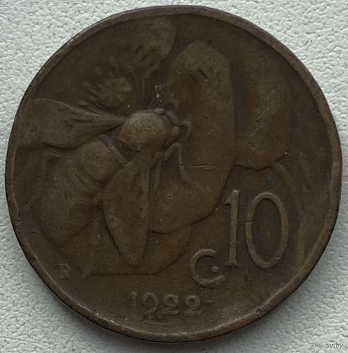 Италия 10 чентезимо 1922 г.