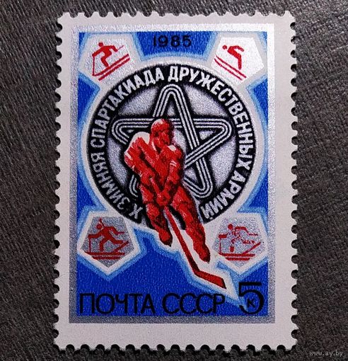 Марка СССР 1985 год X Зимняя спартакиада дружественных армий