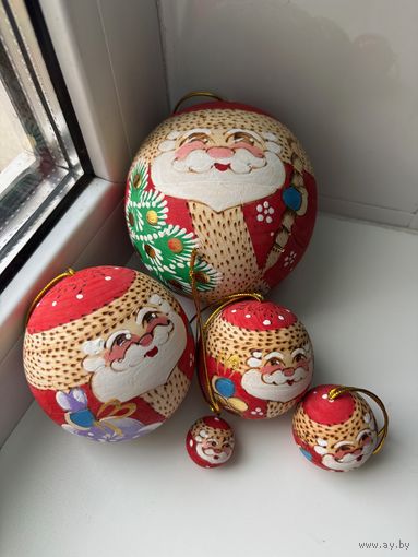 Новогодние шары-матрешки 5 штук из дерева