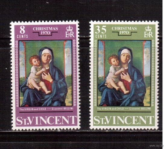 Сент-Винсент-1970, (Мих.287,289) **, Рождество,Живопись, 2 марки