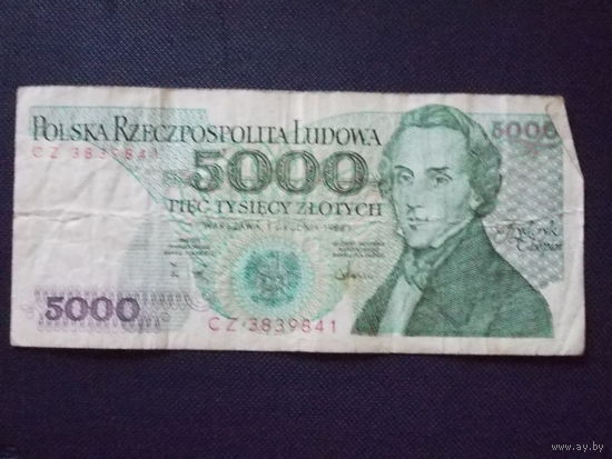 Польские злотые купюра 5000