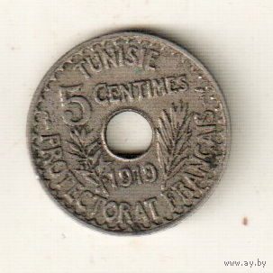 Тунис 5 сантим 1919