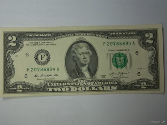 2 доллара США 2013 года . F . Aтланта .