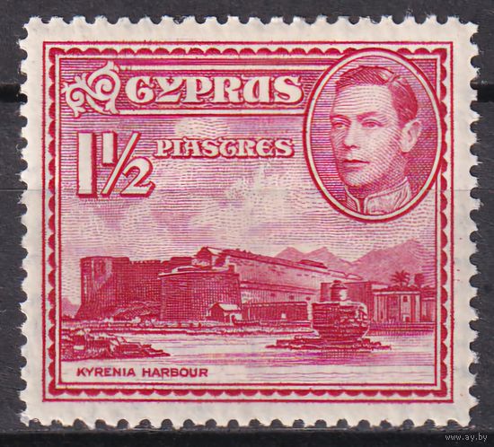 32.BrK. Великобритания. Колонии. Кипр. Георг VI. Архитектура и пейзажи. 1938 г. 1 1/2P. Mi.#141А.