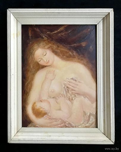 Кузьмич А.В. "Счастье",1990. ДВП, масло. 57/42 см