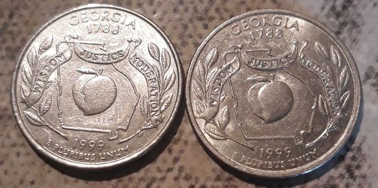 25 центов (квотер) 1999 Р или D США Джорджия