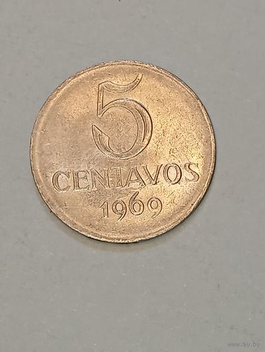 Бразилия 5 сентаво  1969 года