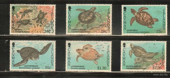 Кайманы-1995(Мих.721-726) , **   ,  Морская  Фауна , Черепахи (полная серия)