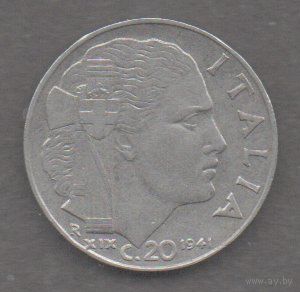 Италия. 20 чентезимо 1941. магнит
