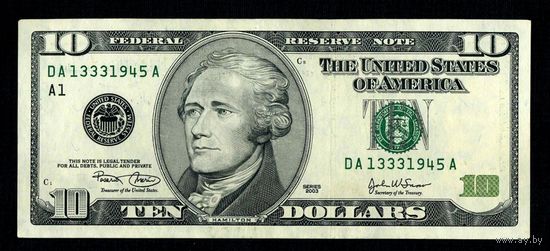 Распродажа с 1 рубля. МЦ. 10 Долларов США 2003 год.