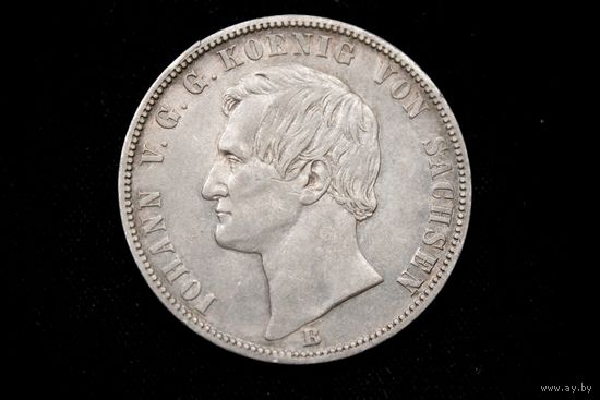 Талер 1871 г. Саксония (Германия), Иоганн I. "Победа над Францией". Штемпельный блеск, кабинетная патина, редкая!