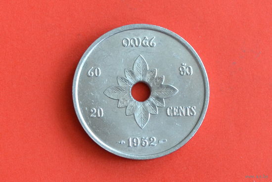Лаос 20 центов 1952 с 1 руб