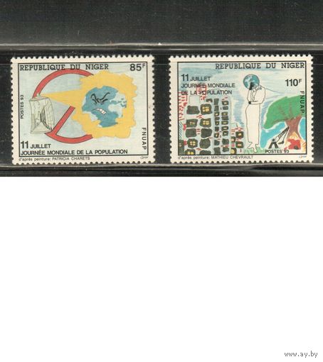 Нигер-1993 (Мих.1160-1161) ** , Детский рисунок (полная серия)