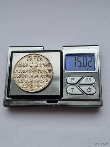 5 франков Швейцария 1941 года, 650 лет Швейцарской Конфедерации, Швейцарская конфедерация (1917 - 1967). Серебро 835 пробы. L45549.