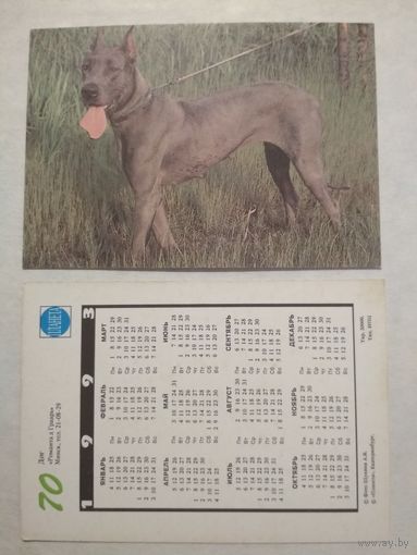 Карманный календарик. Собака.1993 год