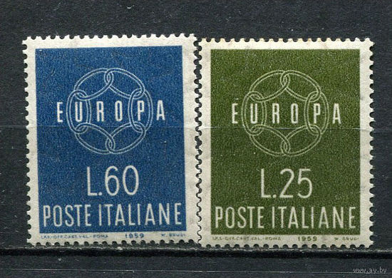 Италия - 1959 - Европа (C.E.P.T.) - Цепь - (пятна на клее) - [Mi. 1055-1056] - полная серия - 2 марки. MNH, MLH.  (Лот 12GP)-T41P28