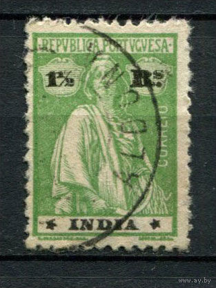 Португальские колонии - Индия - 1913/1925 - Жница 1 1/2R - (перф. 15:14) - [Mi.339yA] - 1 марка. Гашеная.  (Лот 106BJ)
