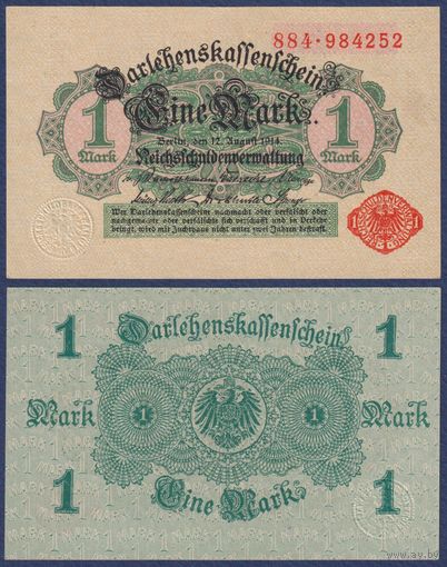 Германия, 1 марка 1914 г., P-51 (красная печать), UNC-